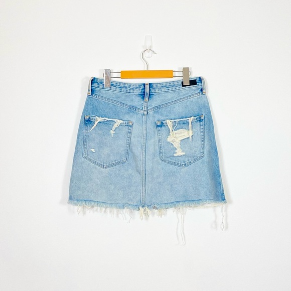 Abercrombie & Fitch Distressed Blue Denim A-Line Mini Skirt - Picture 2 of 3